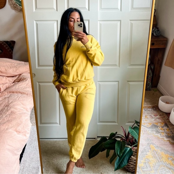 Pangaia 3-Piece Sweatsuit: RARE! Hoodie/Sweatpants & Shorts Starfish Yellow XS S - Picture 1 of 6